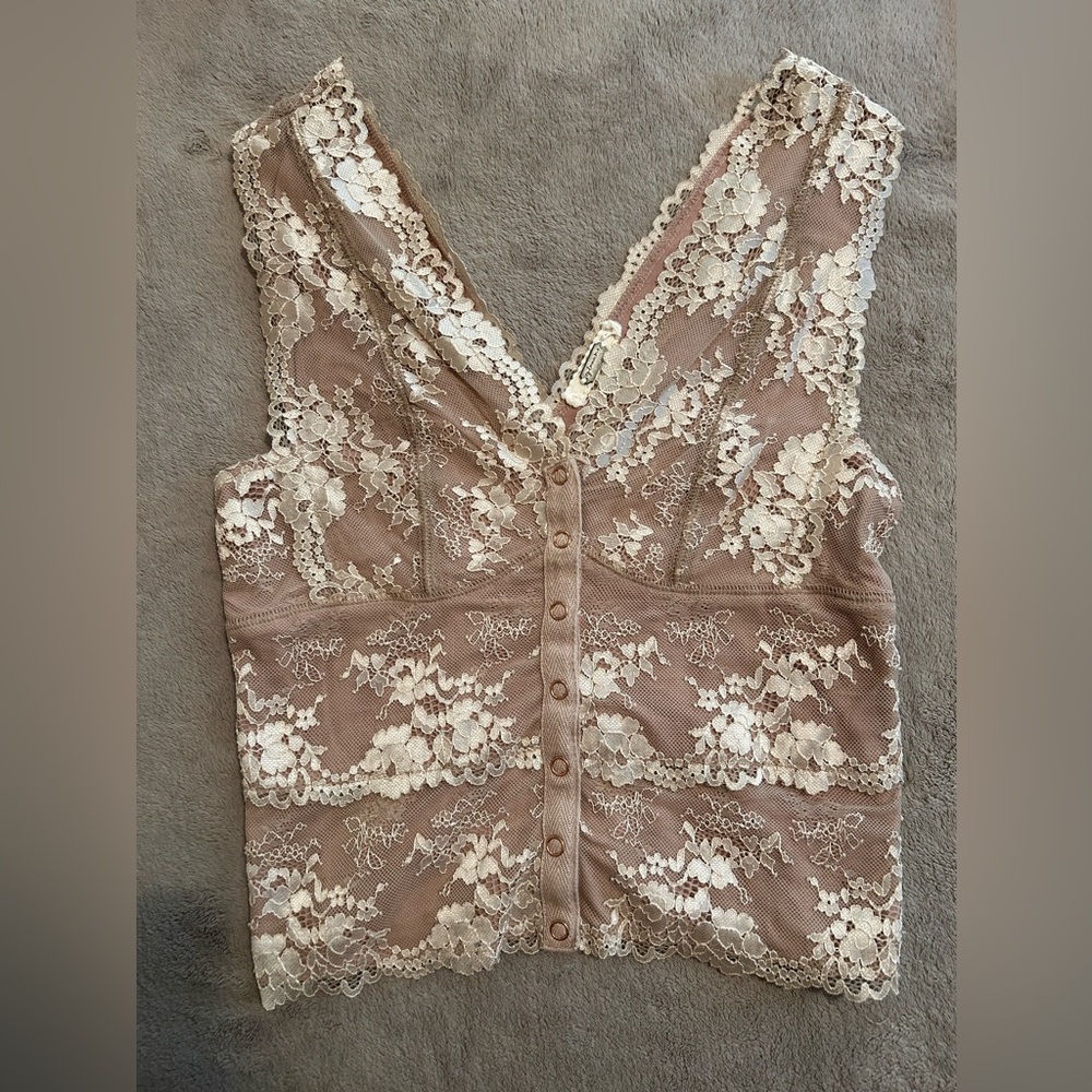 Gimmicks Lace Button Up Tank Top